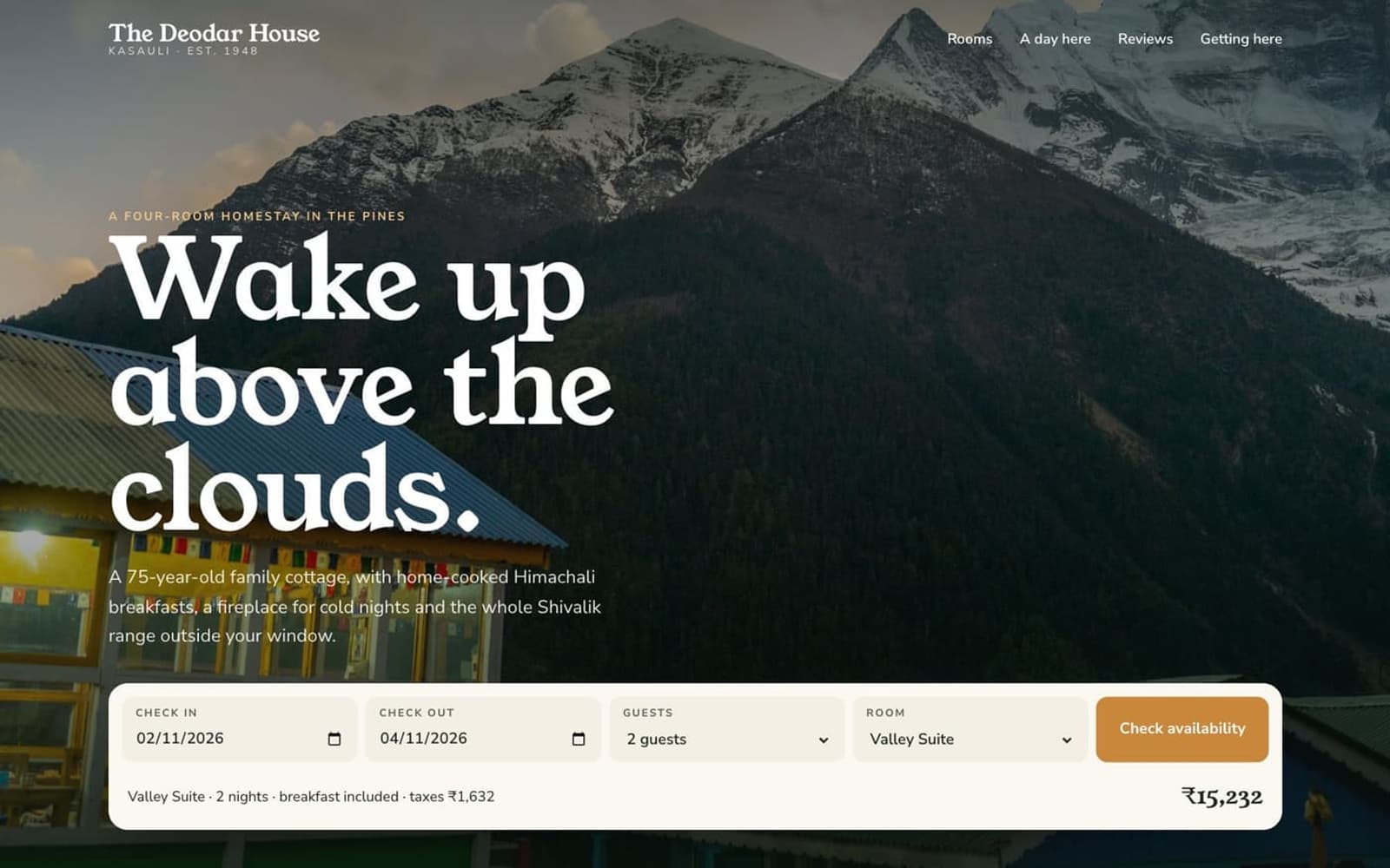 The Deodar House website homepage