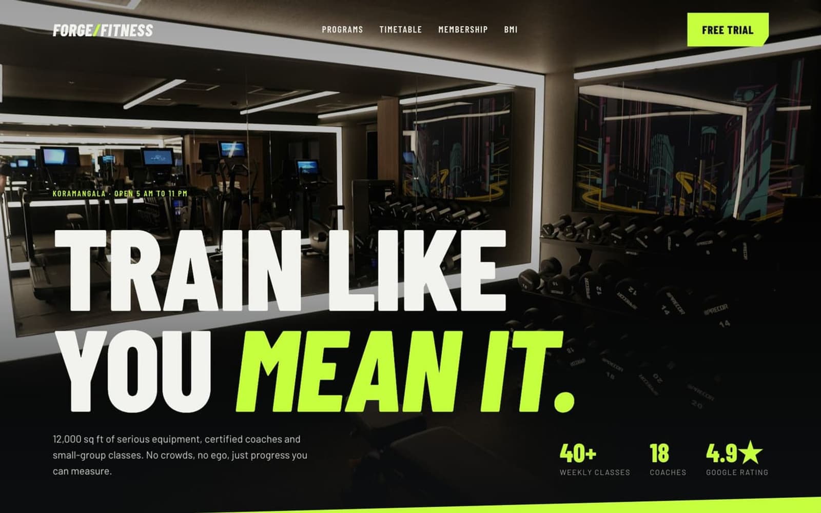 Forge Fitness website homepage