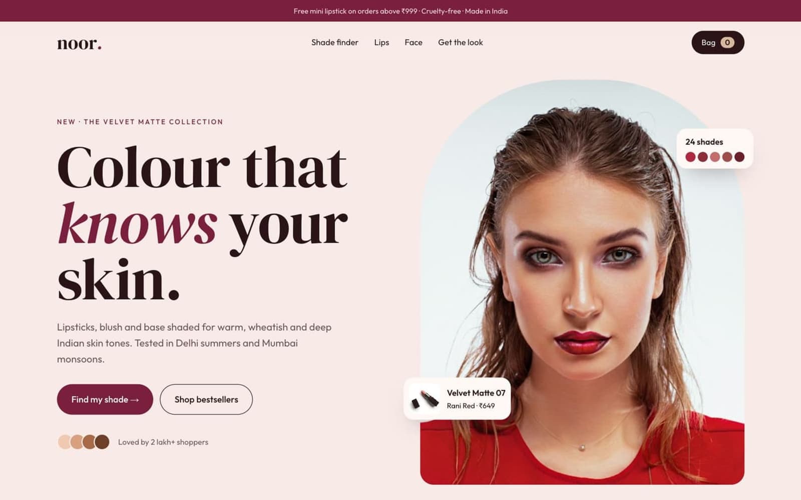 Noor Beauty website homepage