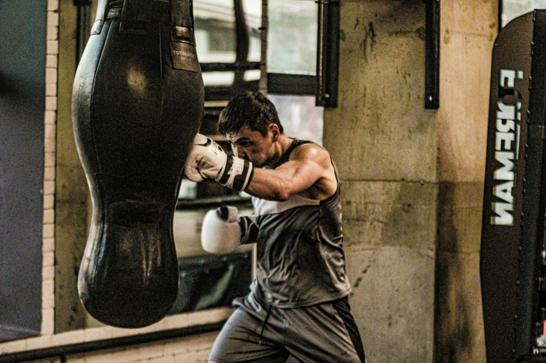 Man training on a heavy bag
