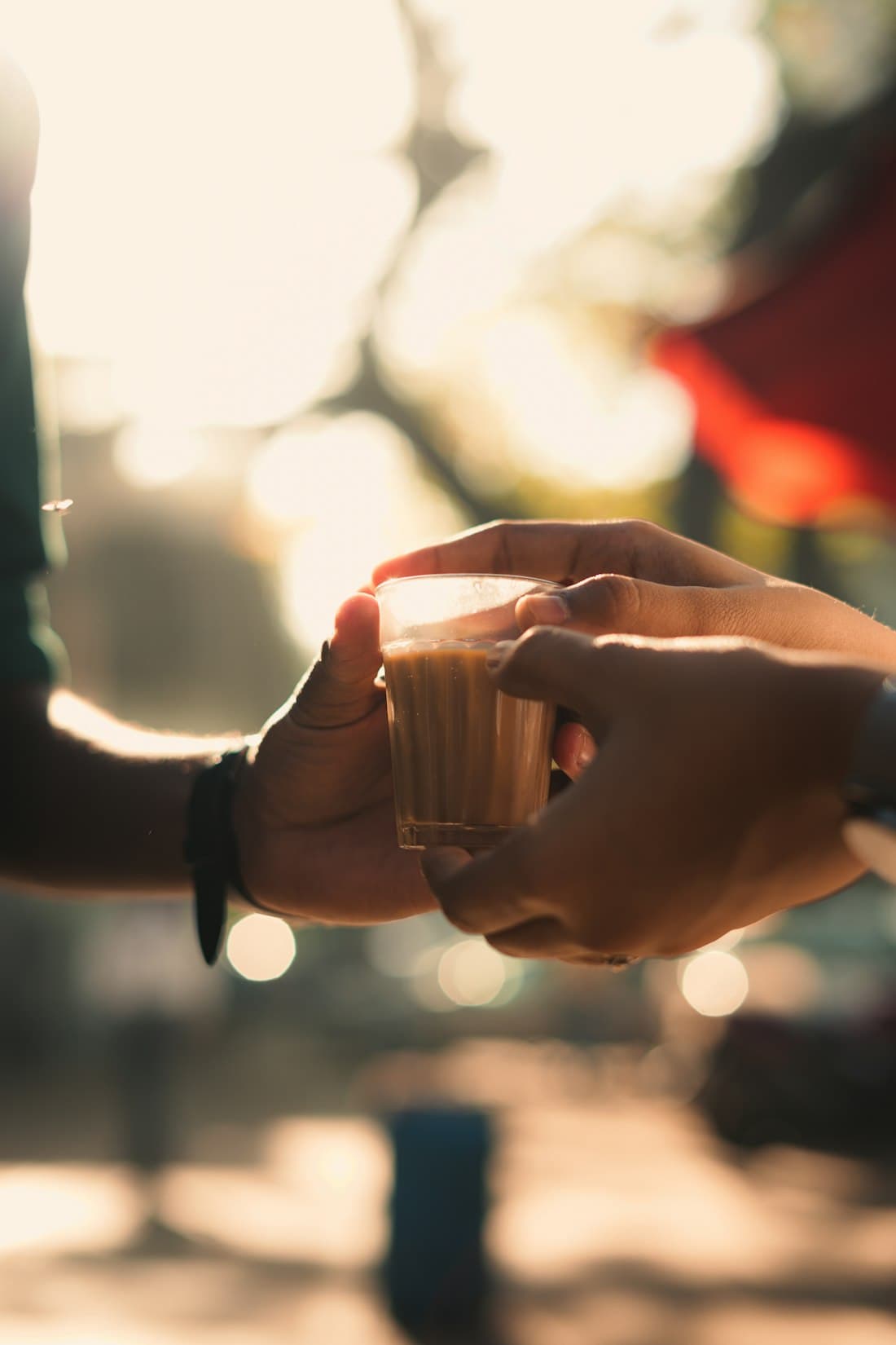 Friends sharing kulhad chai