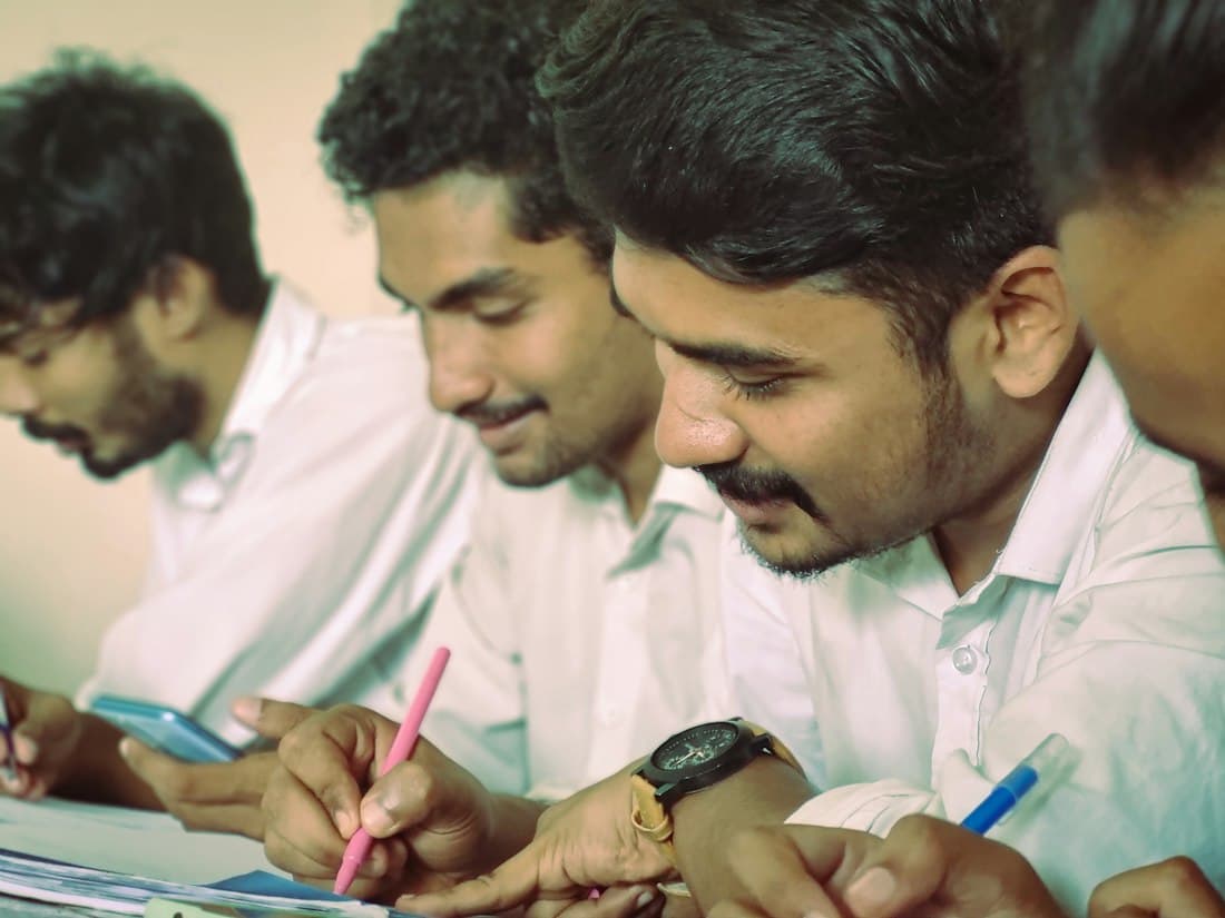 Students writing a test