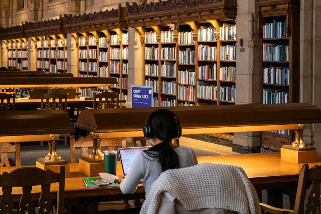 Library with study desks